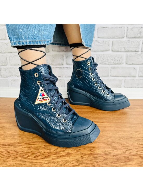 Converse Shoes - ⭐Chuck 70 De Luxe Wedge Platform Leather Sneakers Sz 6 Womens Shoes Blue A10037C